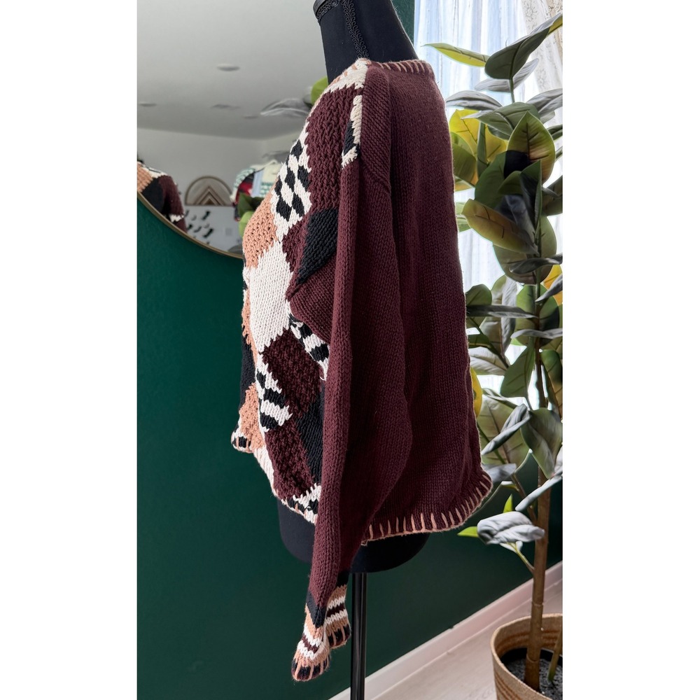Reference Point Argyle Patchwork Knit Sweater Wom… - image 3
